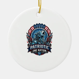 Patriotischer Ai Freiheit Wolf Cyberpunk Zukunft F Keramik Ornament