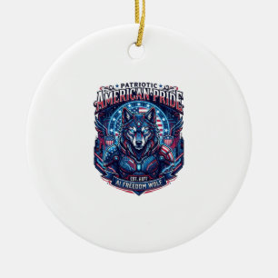 Patriotischer Ai Freiheit Wolf Cyberpunk Zukunft F Keramik Ornament