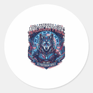 Patriotischer Ai Freiheit Wolf Cyberpunk Zukunft F Runder Aufkleber