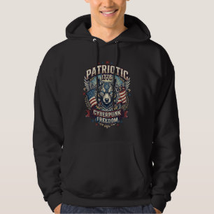Patriotischer Ai Freiheitswolf Cyberpunk Zukunft F Hoodie