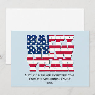 Patriotischer Amerikaner FROHES NEUES JAHR 2026 Feiertagskarte
