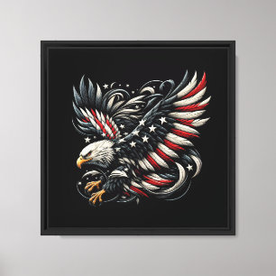 Patriotischer Amerikaner mit Adler und USA-Flagge Leinwanddruck