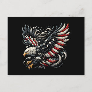 Patriotischer Amerikaner mit Adler und USA-Flagge Postkarte