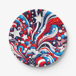 Patriotischer Amerikanische Unabhängigkeitstag Rot Pappteller