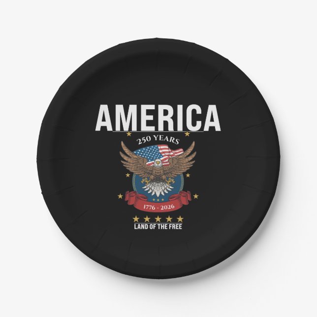 Patriotischer Amerikanischer Adler 1776 2026 Ameri Pappteller (Vorderseite)