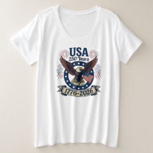 Patriotischer Amerikanischer Adler 250 Jahre 1776- Große Größe T-Shirt
