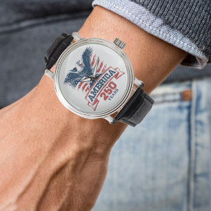 Patriotischer Amerikanischer Adler 250. Jubiläumsf Armbanduhr