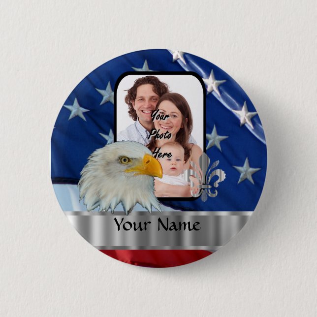 Patriotischer Amerikanischer Adler Button (Vorderseite)