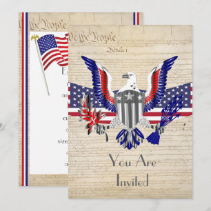Patriotischer amerikanischer Adler, Flagge und Ver Einladung