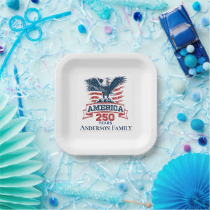 Patriotischer Amerikanischer Adler Frohes 250. Jub Pappteller