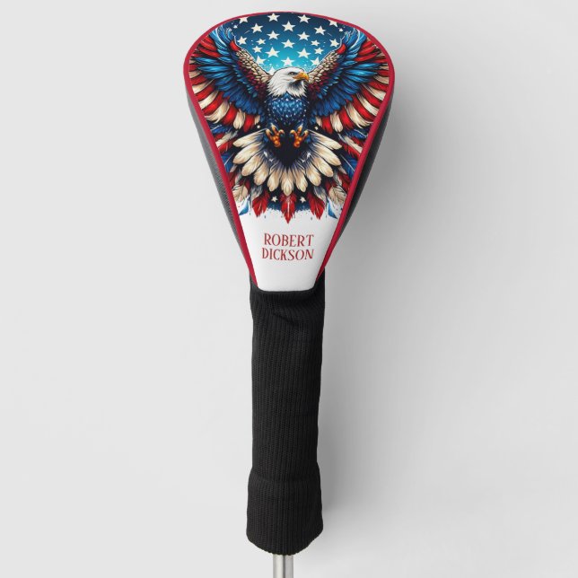 Patriotischer Amerikanischer Adler Golf Headcover (Vorderseite)
