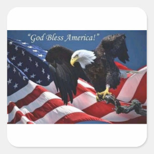 Patriotischer Amerikanischer Adler Gott segne Amer Quadratischer Aufkleber