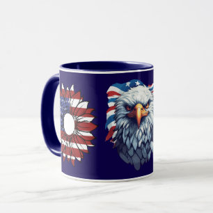 Patriotischer amerikanischer Adler-Sonnenblumen-Fl Tasse