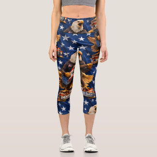 Patriotischer Amerikanischer Adler und Sterne hoch Capri Leggings