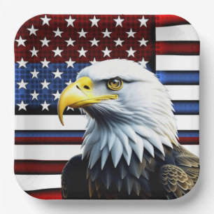 Patriotischer Amerikanischer Adler und US-Flagge Pappteller