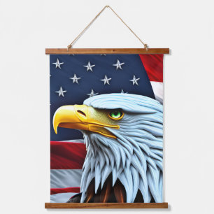 Patriotischer Amerikanischer Adler Wandteppich Mit Holzrahmen