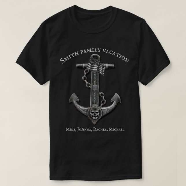 Patriotischer amerikanischer Anker nautischer pers T-Shirt (Design vorne)