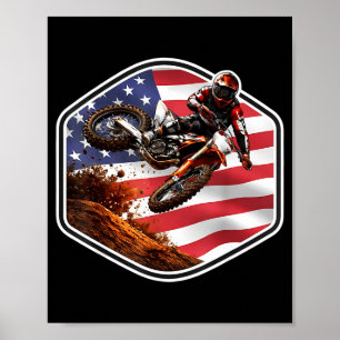 Patriotischer amerikanischer Dirtbike-Fahrer Motoc Poster