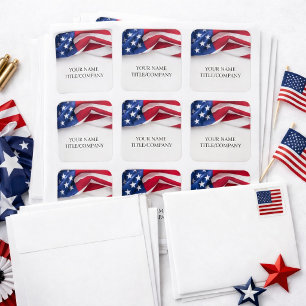 Patriotischer amerikanischer Flagge Benutzerdefini Quadratischer Aufkleber