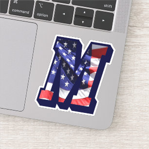 Patriotischer amerikanischer Flagge M Monogramm Vi Aufkleber