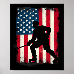 Patriotischer amerikanischer Flaggen-Eishockeyspie Poster