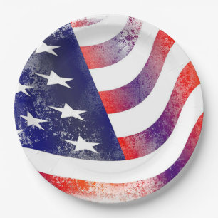 Patriotischer amerikanischer Flaggen-Papierteller Pappteller