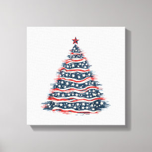Patriotischer amerikanischer Flaggen-Weihnachtsbau Leinwanddruck
