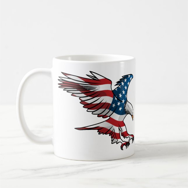 Patriotischer Amerikanischer Flaggenadler Kaffeetasse (Links)