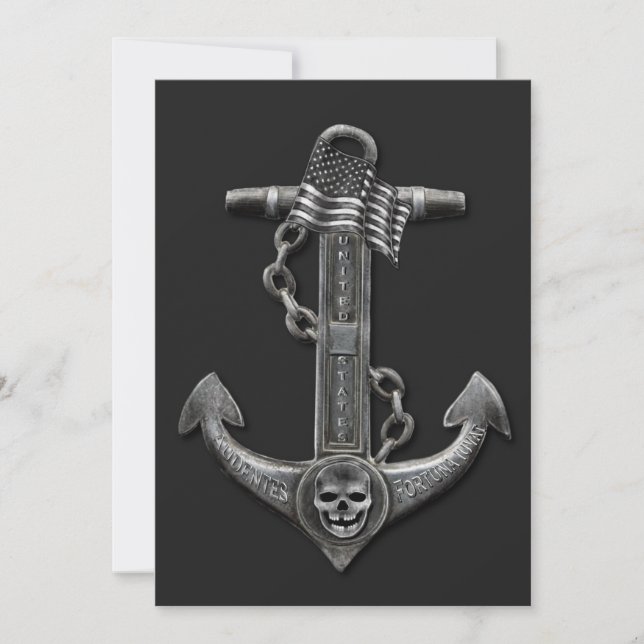 Patriotischer amerikanischer Flaggenanker Segel Einladung (Vorderseite)