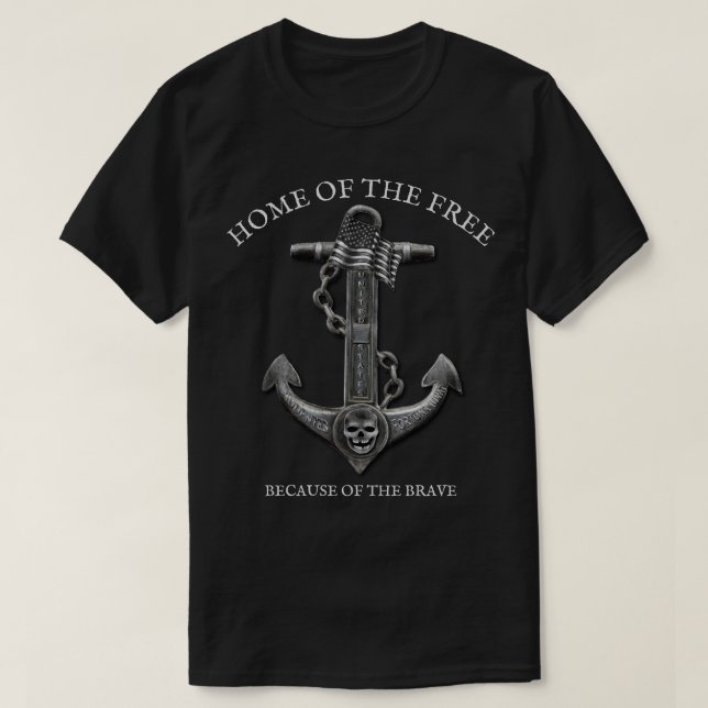 Patriotischer amerikanischer Flaggenanker Segel T-Shirt (Design vorne)
