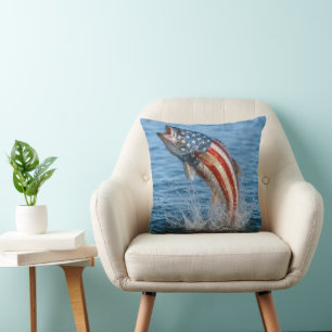 Patriotischer amerikanischer Flaggenfisch Kissen