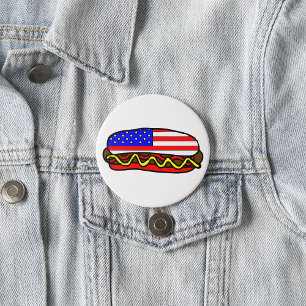 Patriotischer amerikanischer FlaggenHot Dog Button