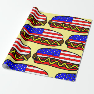 Patriotischer amerikanischer FlaggenHot Dog Geschenkpapier