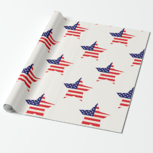 Patriotischer amerikanischer Flaggenstern Geschenkpapier