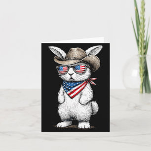 Patriotischer amerikanischer Hase Cowboy Gesicht O Karte