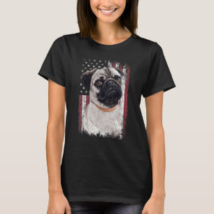 Patriotischer amerikanischer Mops Dog USA Flag T-Shirt