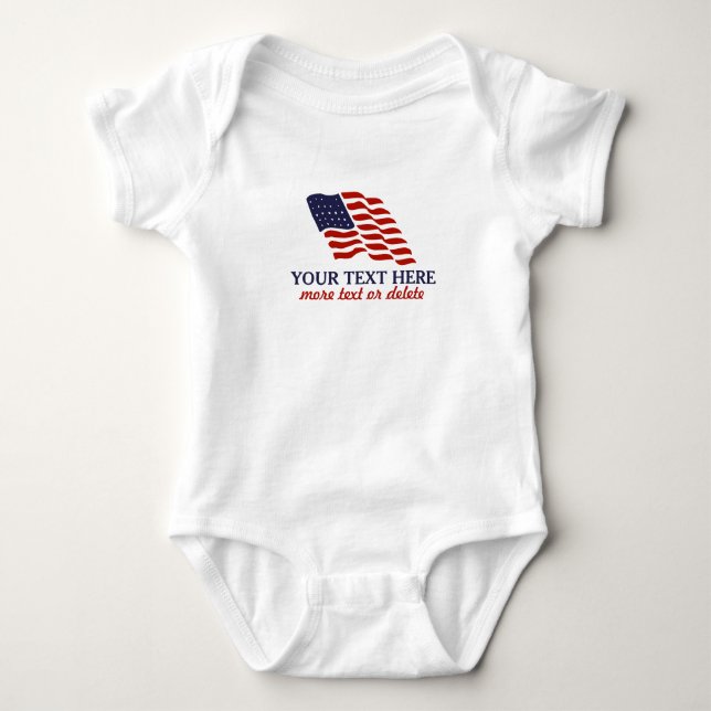 Patriotischer amerikanischer Unabhängigkeitstag Baby Strampler (Vorderseite)