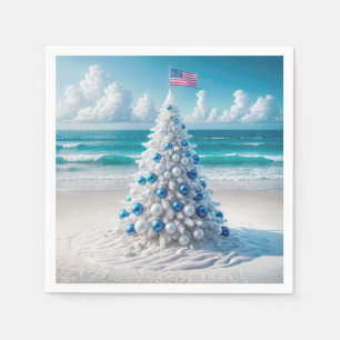 Patriotischer amerikanischer Weihnachtsbaum am Str Serviette
