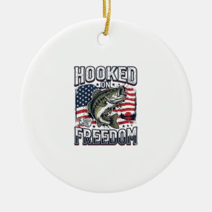 Patriotischer Angelhaken der Freiheit Vintage-Bars Keramik Ornament