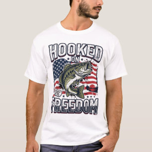 Patriotischer Angelhaken der Freiheit Vintage Bass T-Shirt