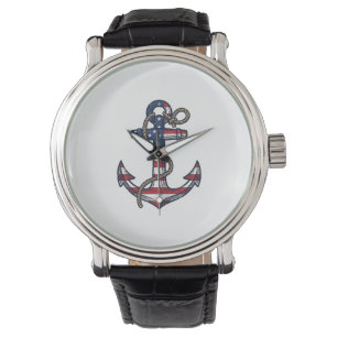 Patriotischer Anker Vintage Vektor Design_1 Armbanduhr