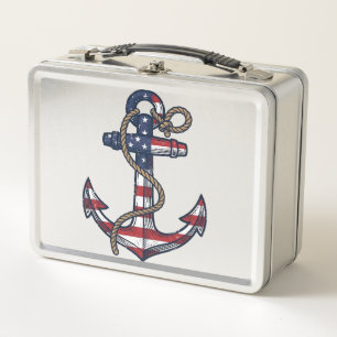 Patriotischer Anker Vintage Vektor Design_1 Metall Brotdose