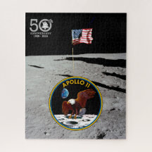 Patriotischer Apollo 11 Moon Mission Patch und Fla