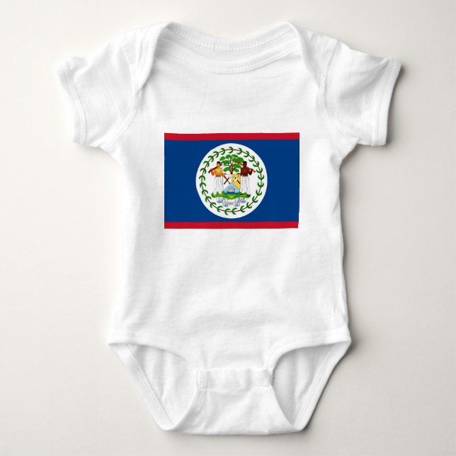 Patriotischer Babybodyanzug mit der Flagge Belize Baby Strampler (Vorderseite)
