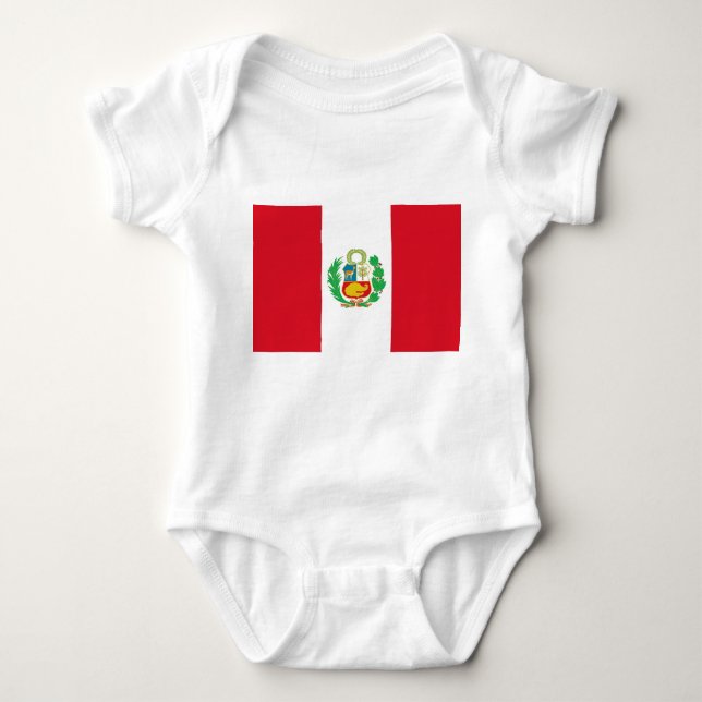 Patriotischer Babybodyanzug mit Fahne Peru Baby Strampler (Vorderseite)