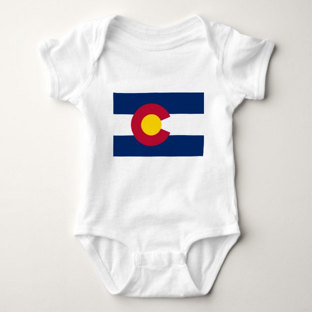 Patriotischer Babybodysuit mit Flagge Colorado Baby Strampler (Vorderseite)