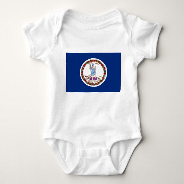 Patriotischer Babybodysuit mit Flagge Virginia, US Baby Strampler (Vorderseite)