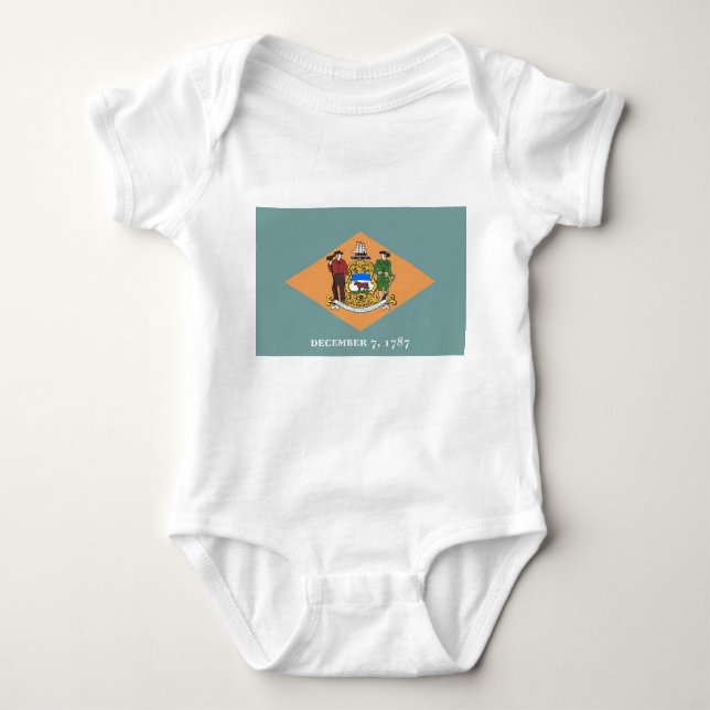 Patriotischer Babybodysuit mit Flagge von Delaware Baby Strampler (Vorderseite)