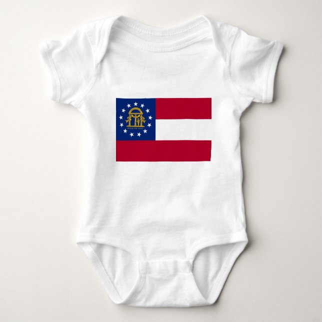 Patriotischer Babybodysuit mit georgischer Flagge Baby Strampler (Vorderseite)
