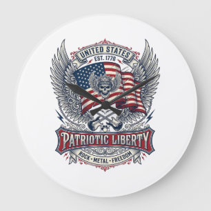 Patriotischer Bandana Rocker Old Glory Musik Rock  Große Wanduhr